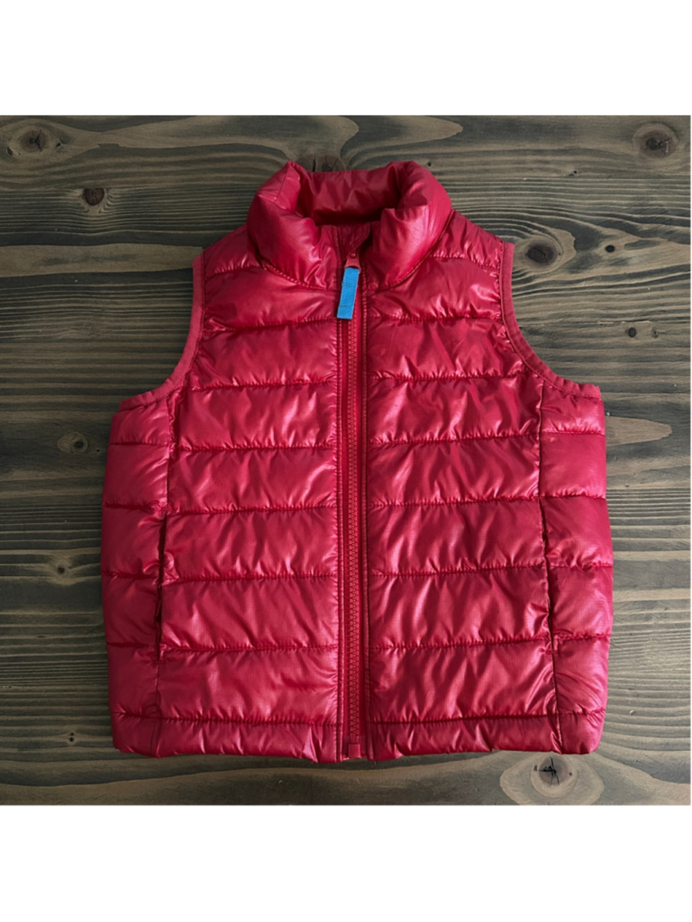 Primary Boys Size 3 Puffer Vest Red Blue Quilted 3T Recycled Polyester